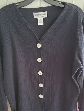 Brownstone Studio Petite Black Button-Front Top